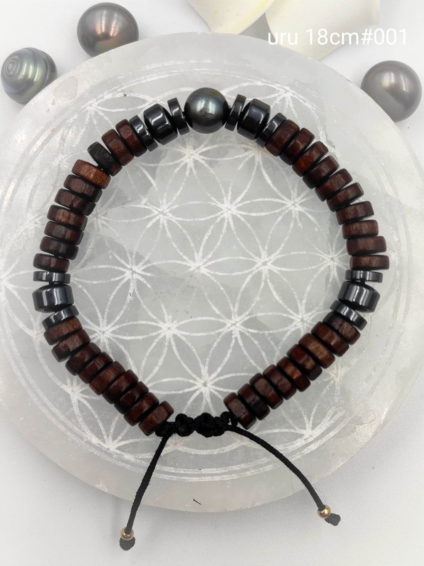 Bracelet homme "'Uru" Perle de Tahiti 18cm #001