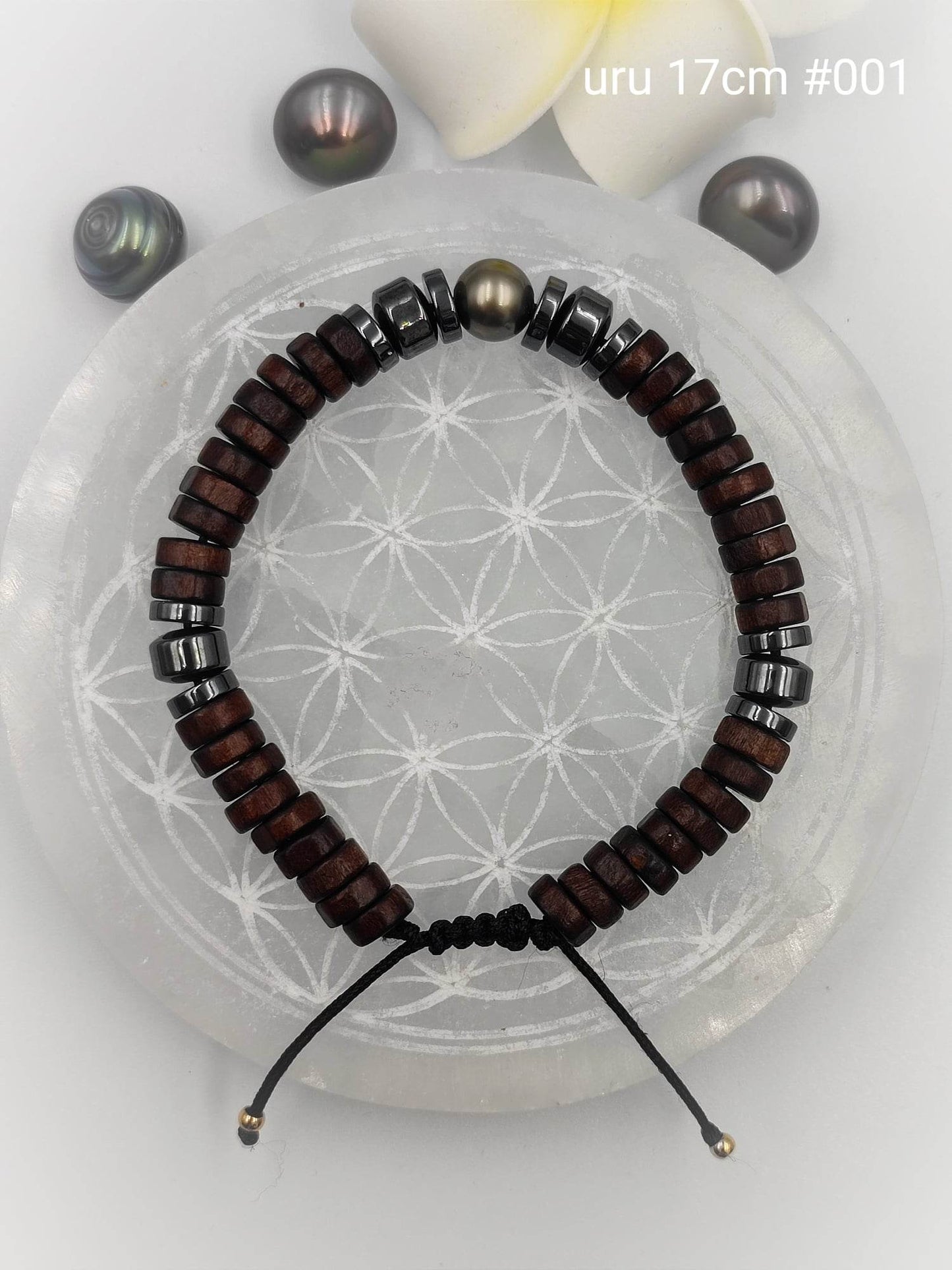 Bracelet homme "'Uru" Perle de Tahiti 17cm #001