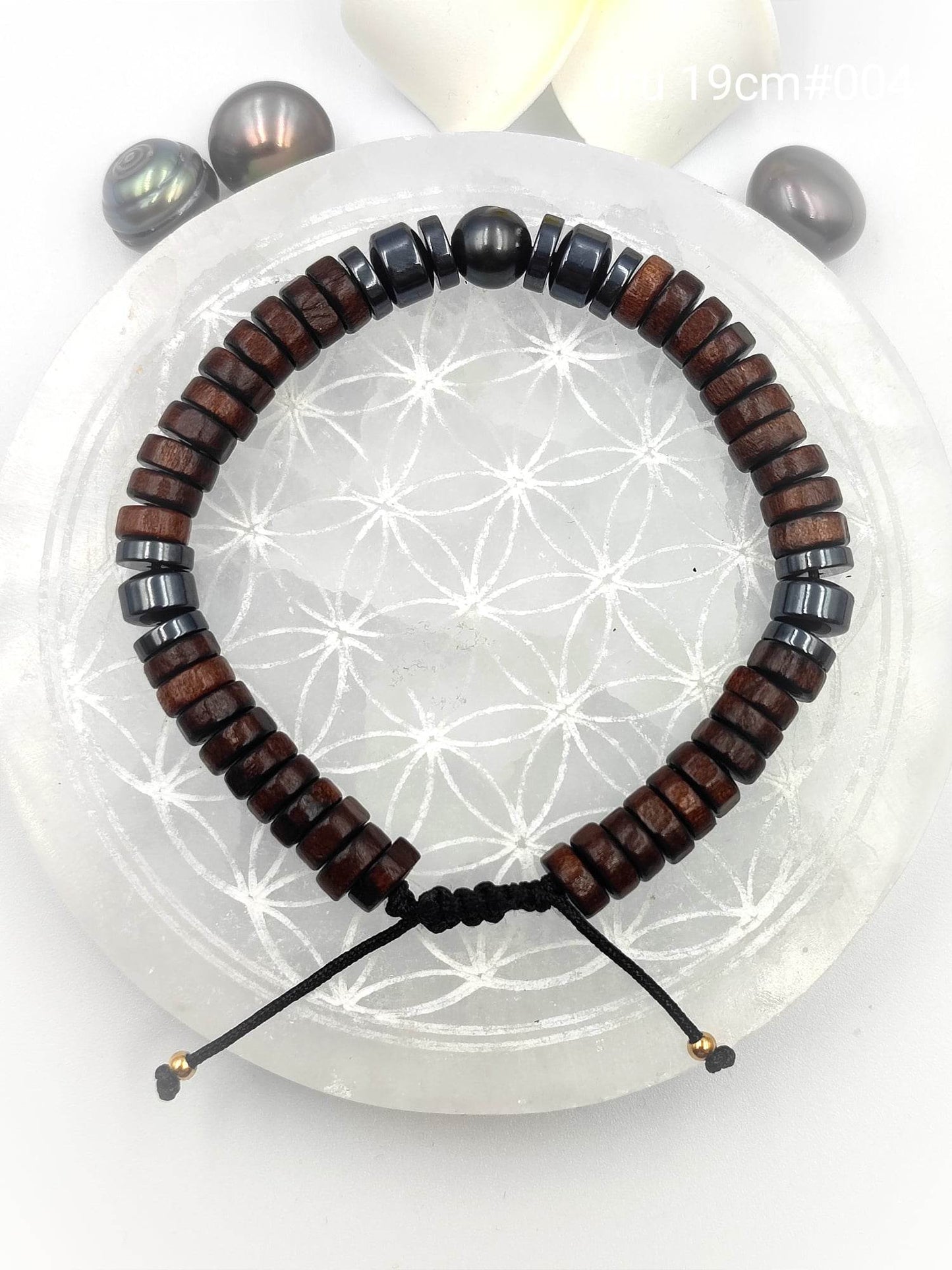 Bracelet homme "'Uru" Perle de Tahiti 19cm #004