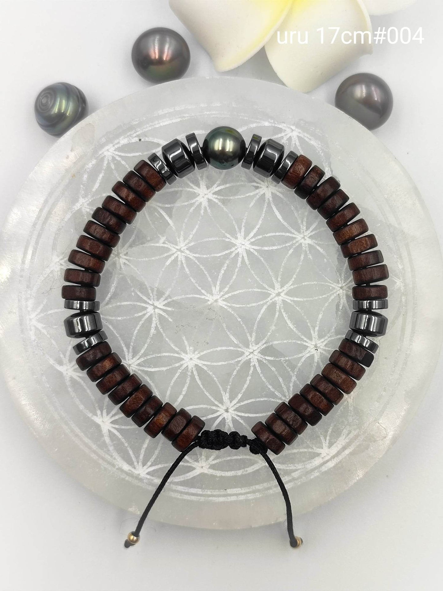 Bracelet homme "'Uru" Perle de Tahiti 17cm #004