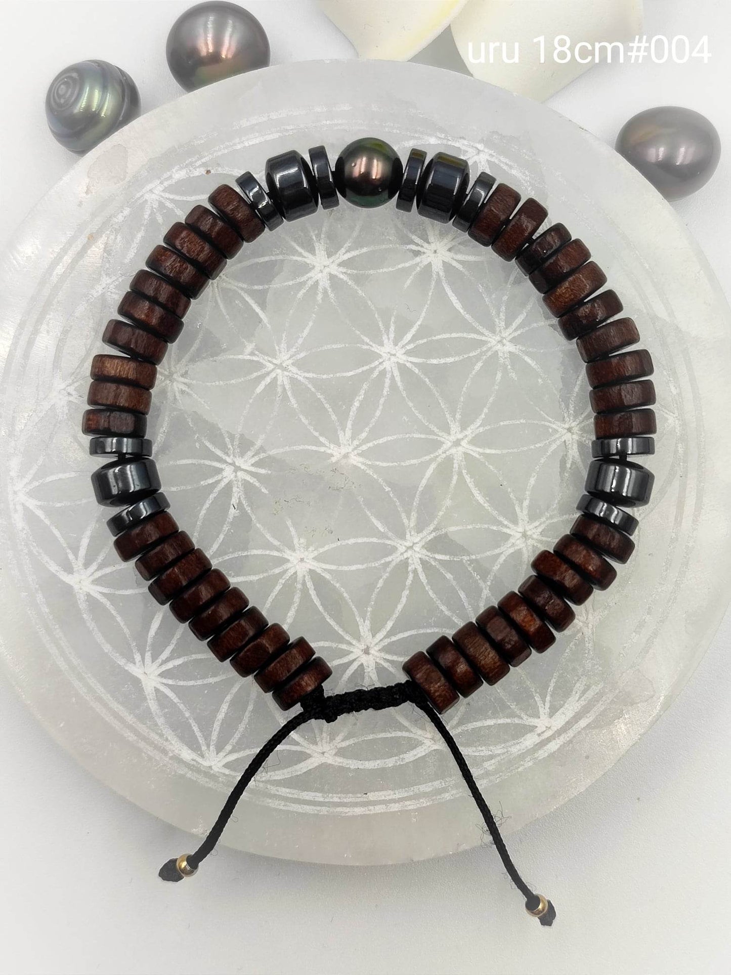 Bracelet homme "'Uru" Perle de Tahiti 18cm #004