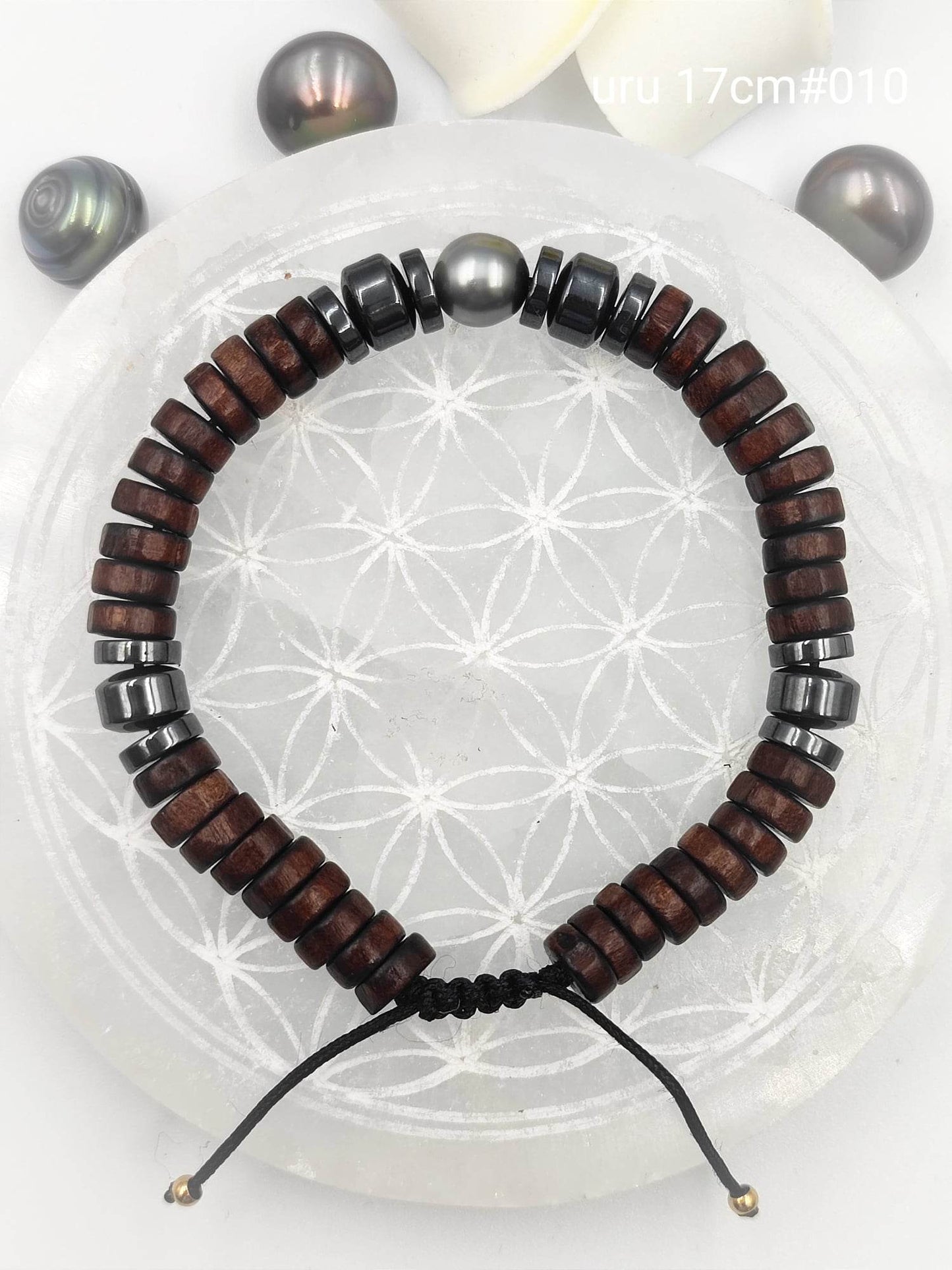 Bracelet homme "'Uru" Perle de Tahiti 17cm #010