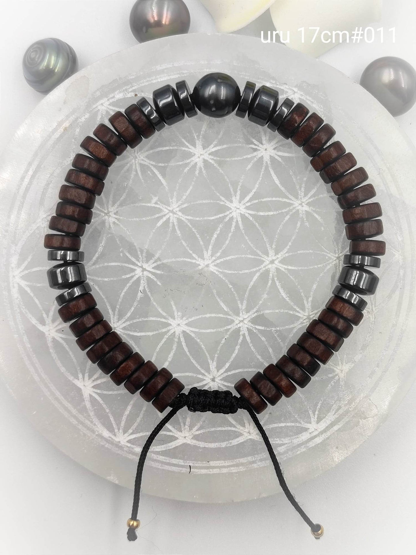 Bracelet homme "'Uru" Perle de Tahiti 17cm #011