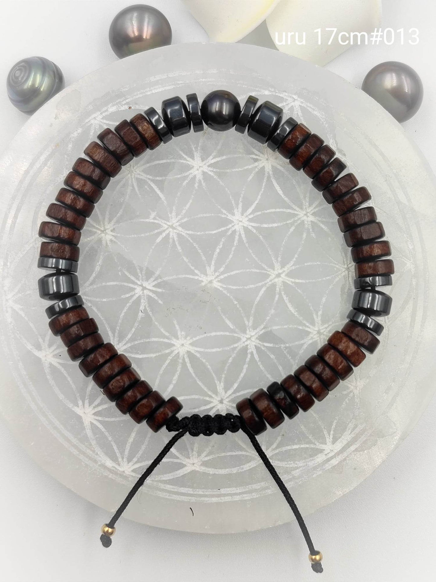 Bracelet homme "'Uru" Perle de Tahiti 17cm #013