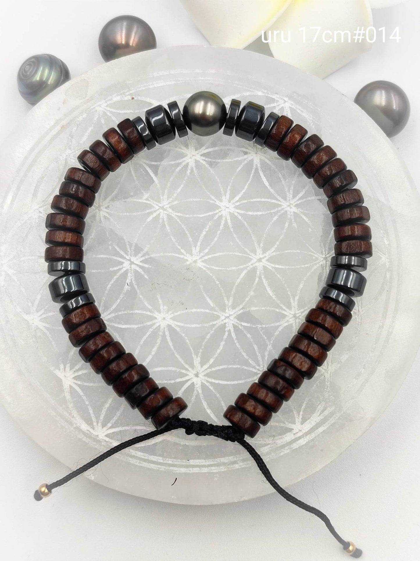 Bracelet homme "'Uru" Perle de Tahiti 17cm #014