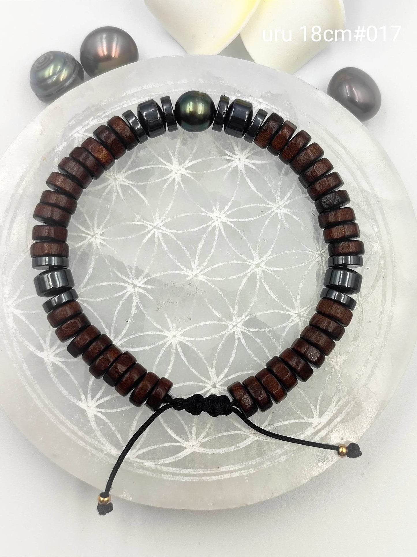 Bracelet homme "'Uru" Perle de Tahiti 18cm #017