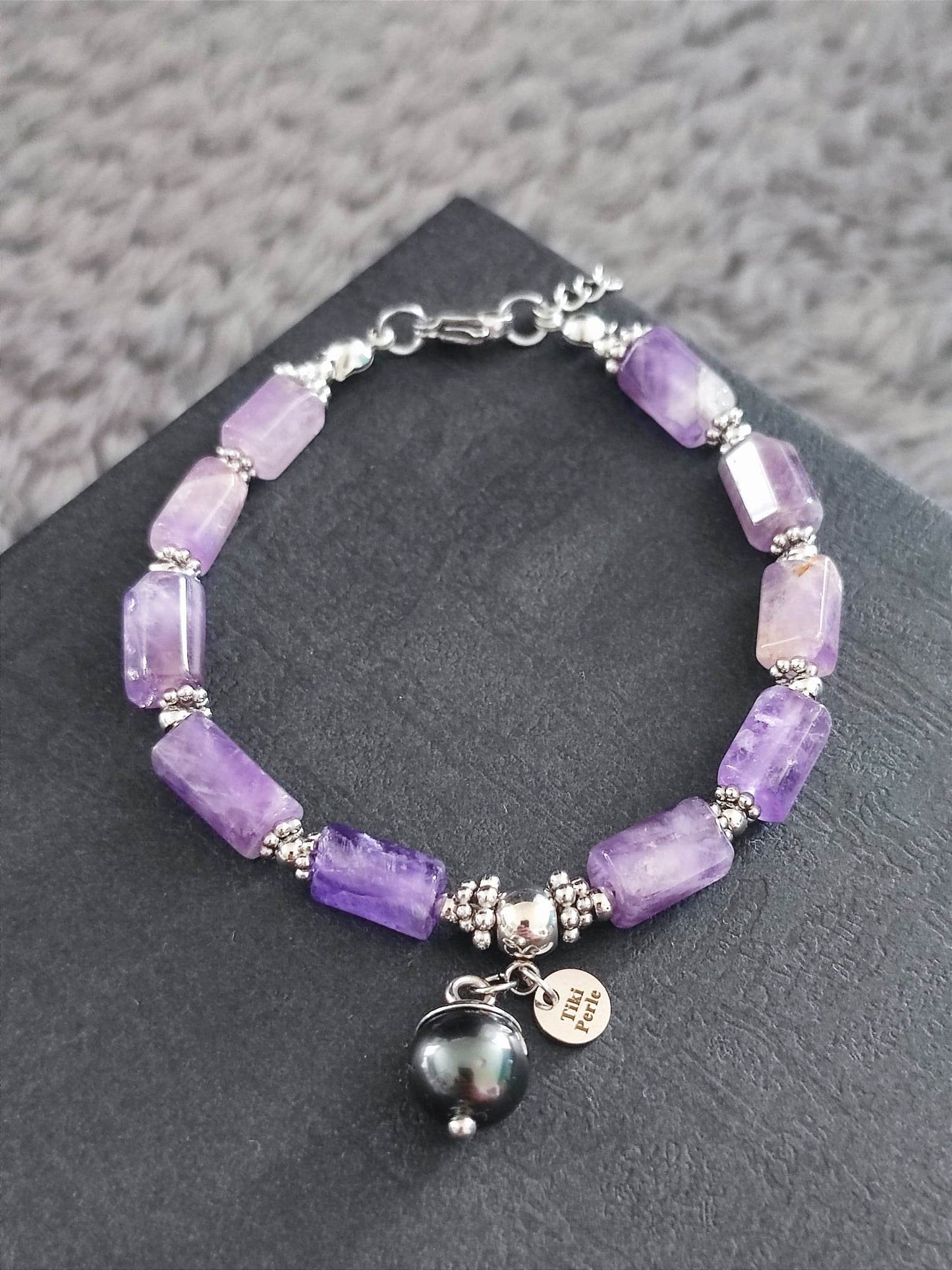 Bracelet Améthyste Argenté #004