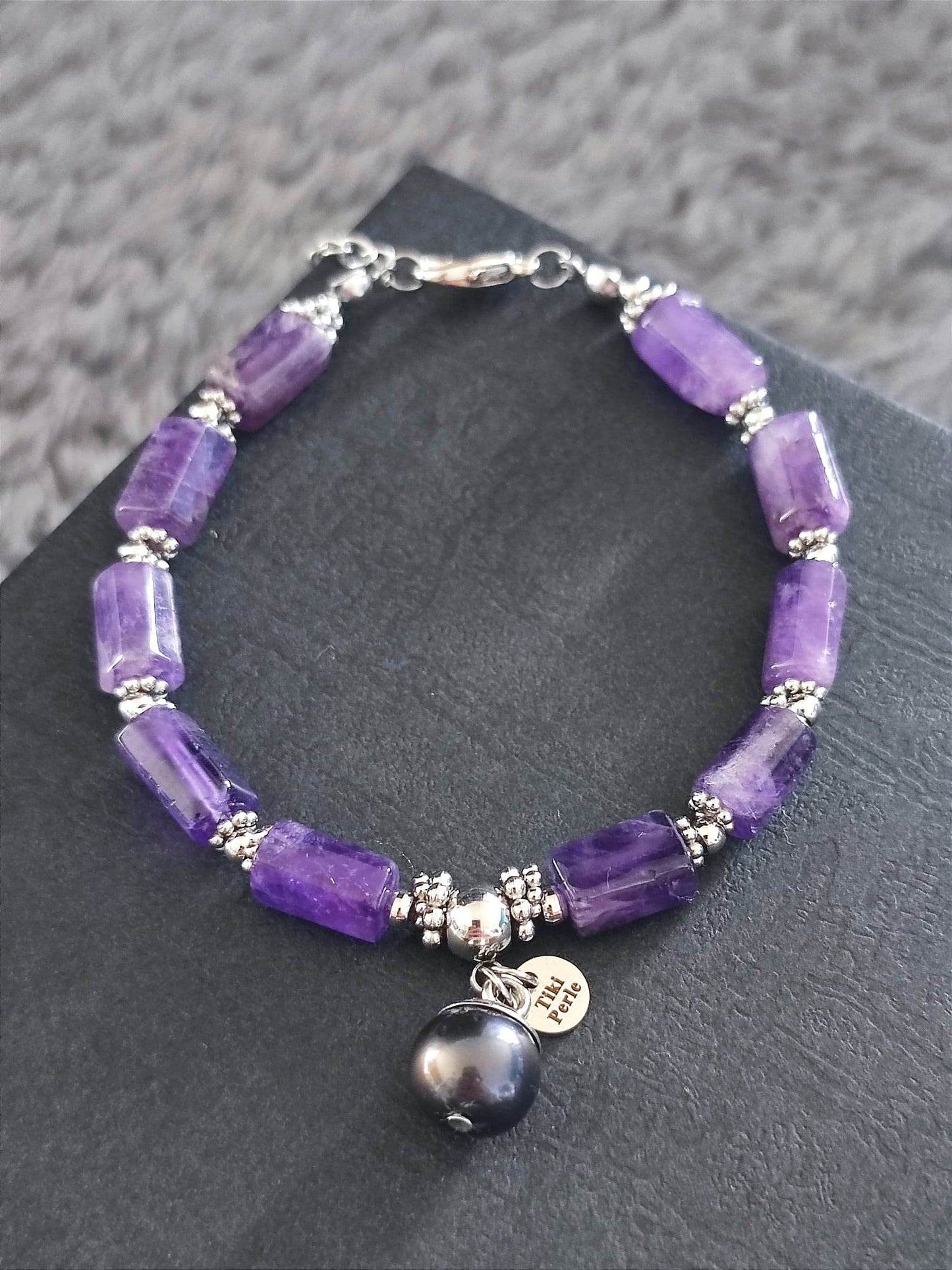 Bracelet Améthyste Argenté #002