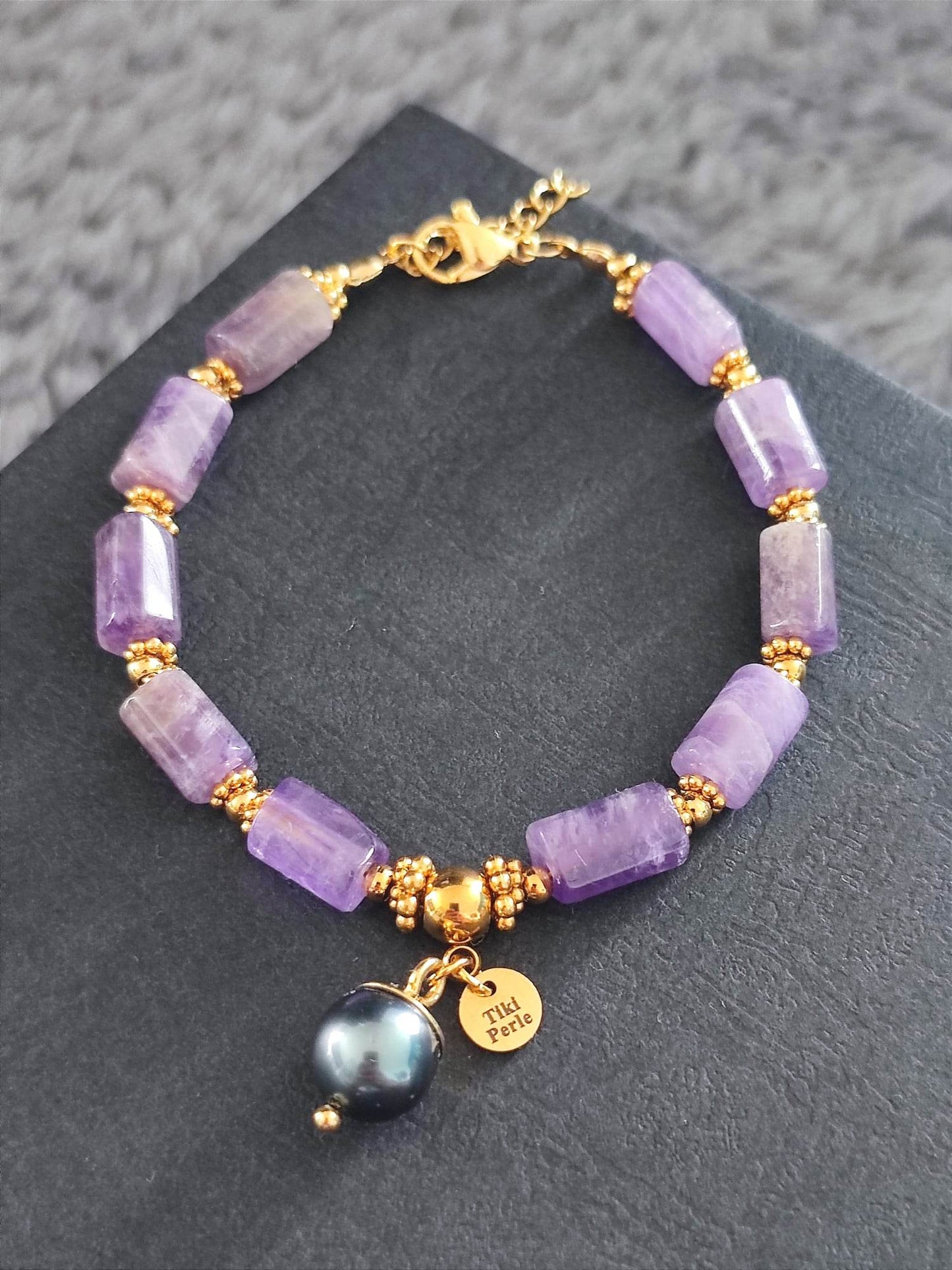 Bracelet Améthyste Doré #001