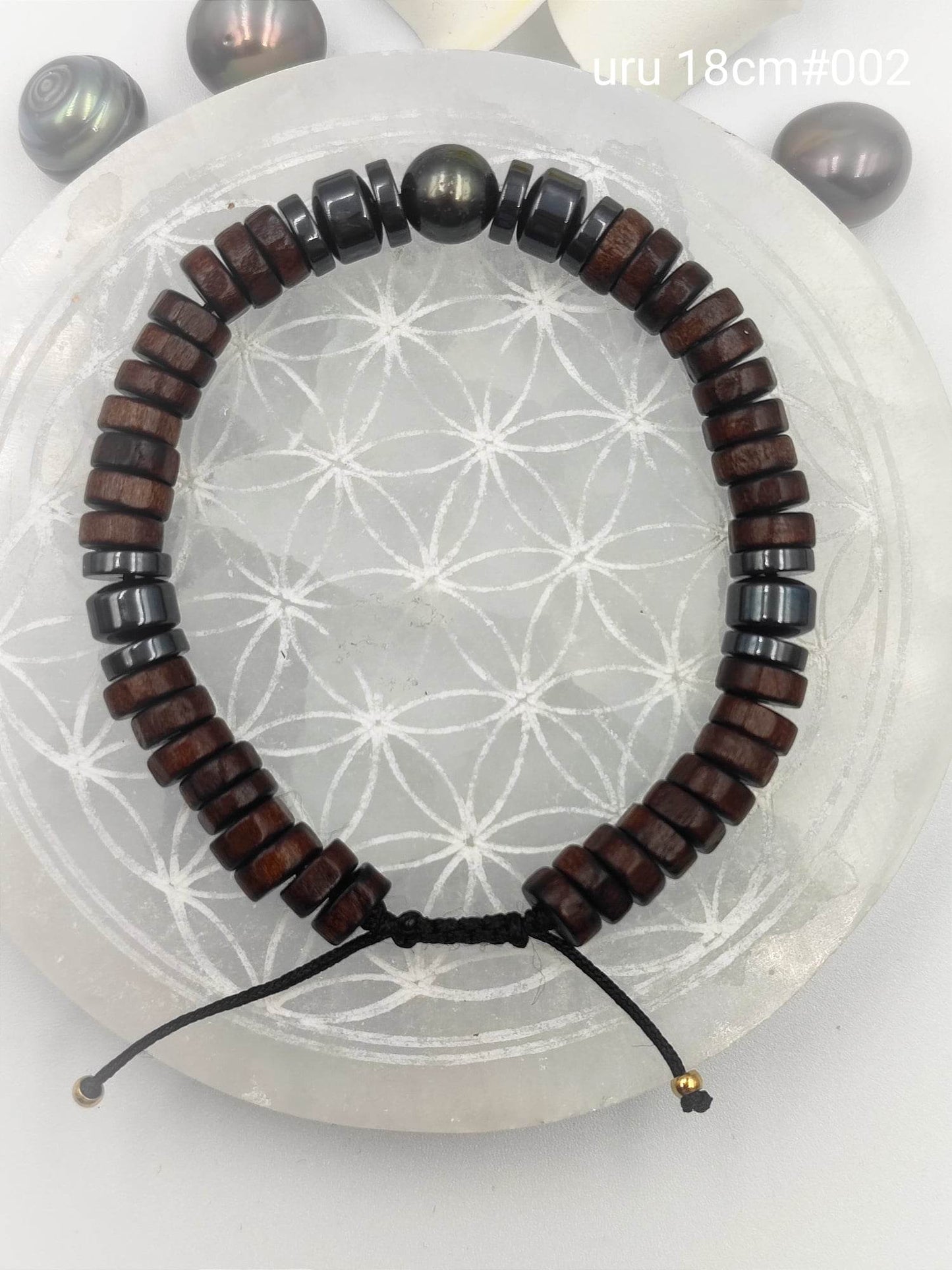Bracelet homme "'Uru" Perle de Tahiti 18cm #002