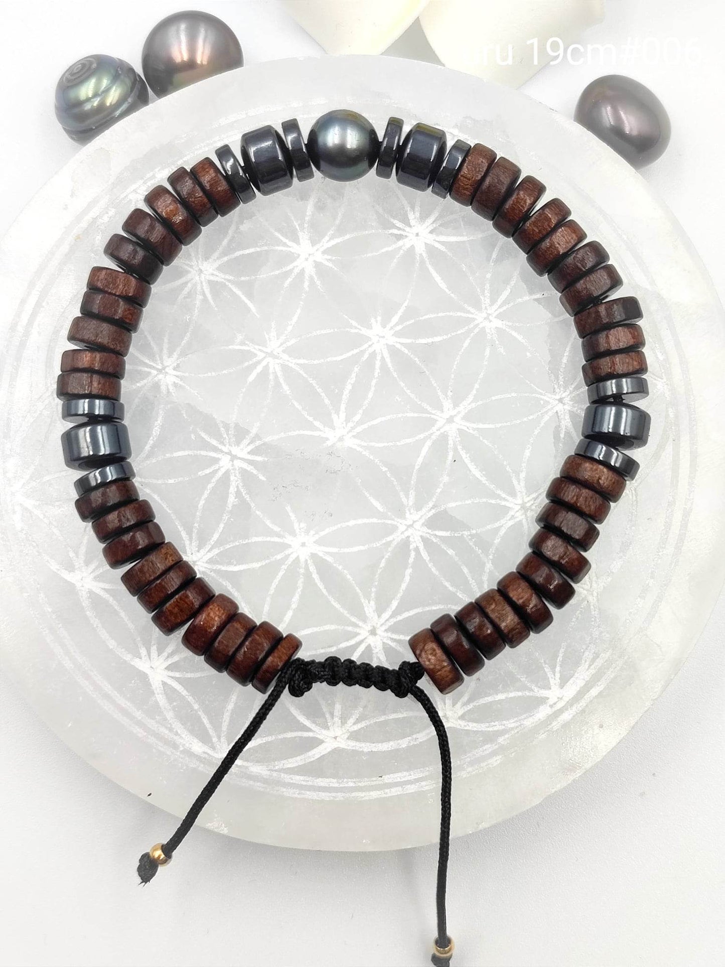 Bracelet homme "'Uru" Perle de Tahiti 19cm #007