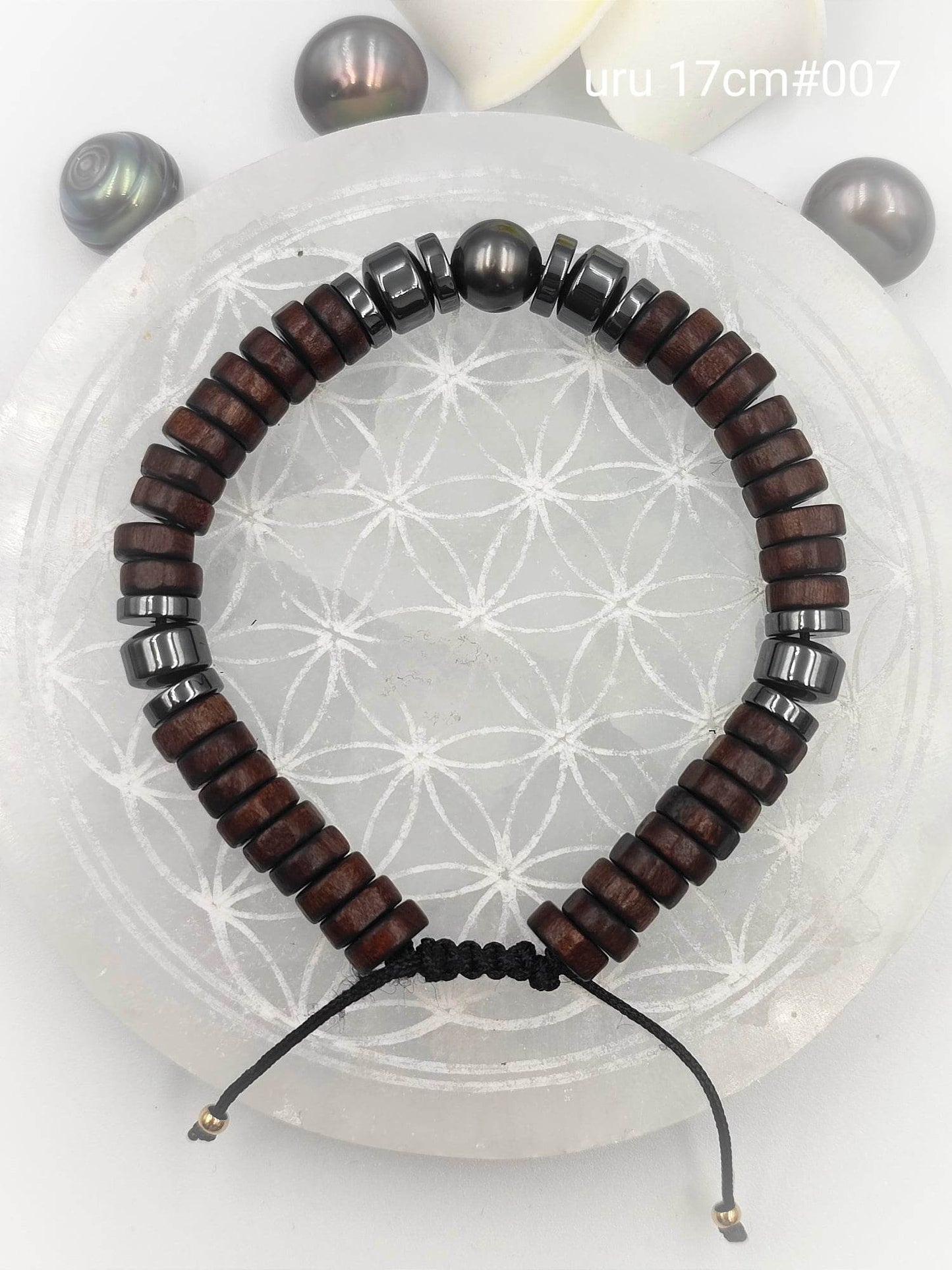 Bracelet homme "'Uru" Perle de Tahiti 17cm #007