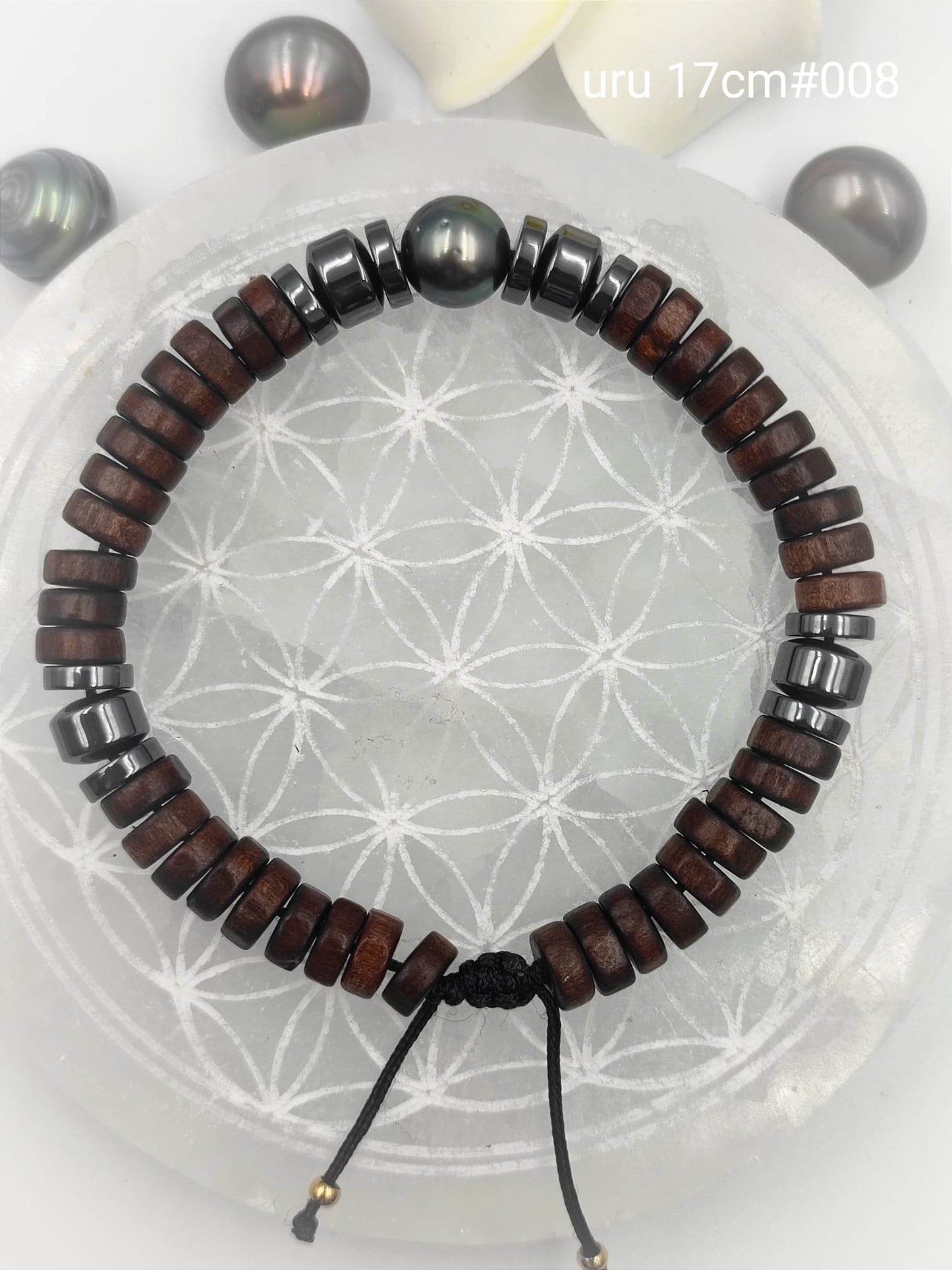 Bracelet homme "'Uru" Perle de Tahiti 17cm #008