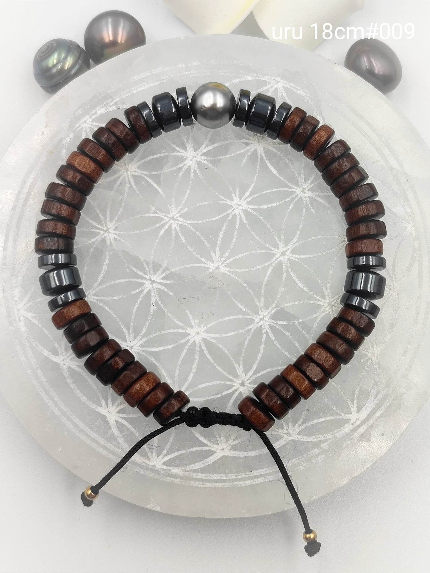Bracelet homme "'Uru" Perle de Tahiti 18cm #009