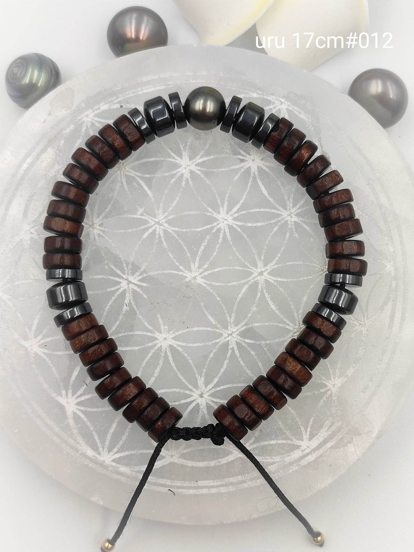 Bracelet homme "'Uru" Perle de Tahiti 17cm #012