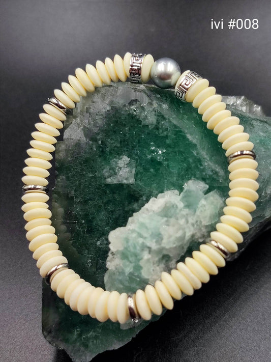 Bracelet homme "ivi" Perle de Tahiti 18cm #008