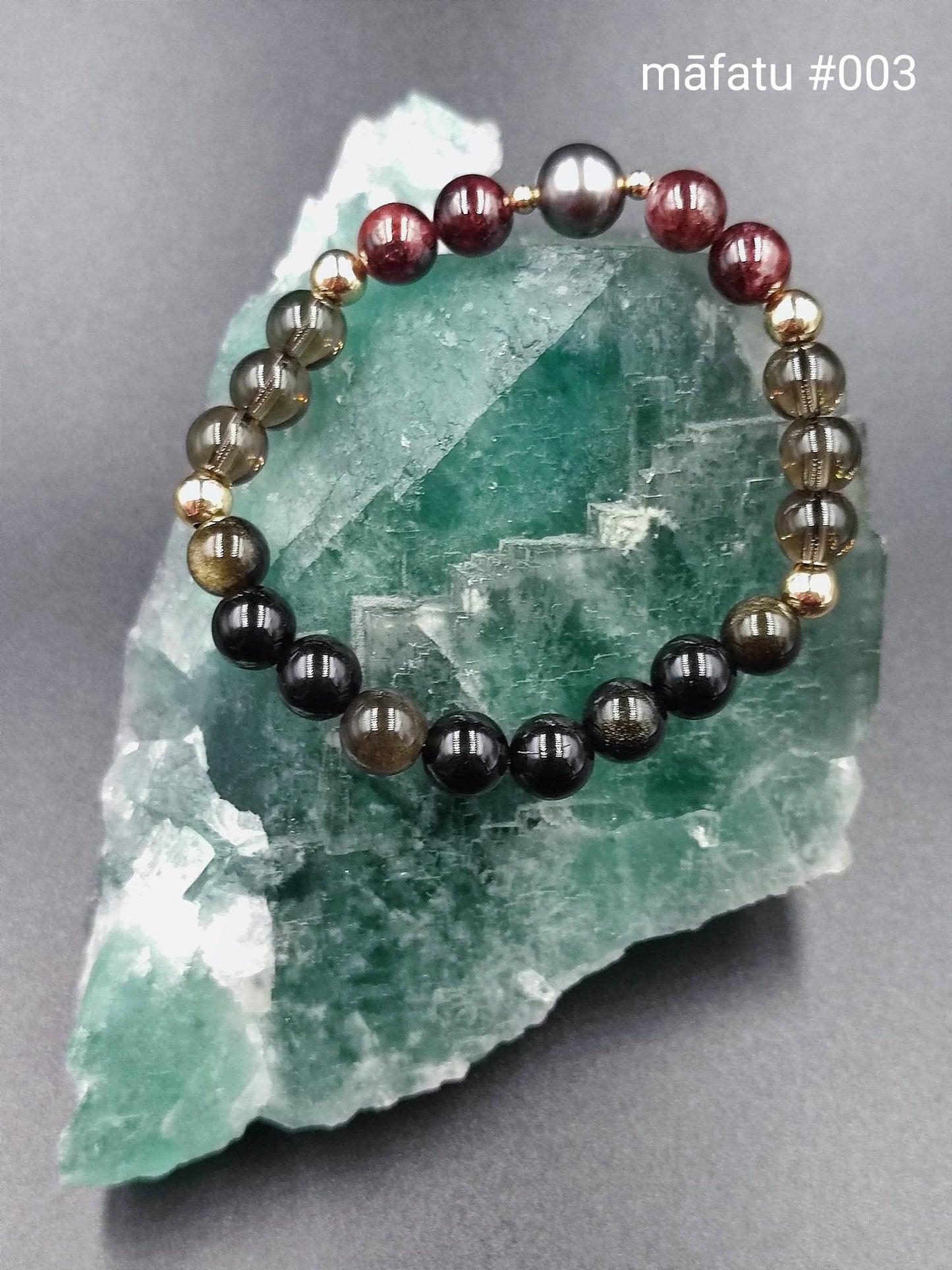 Bracelet "Mafatu" et sa Perle de Tahiti 15cm #003