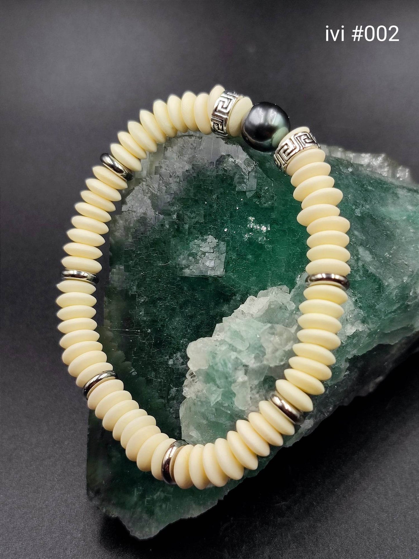 Bracelet homme "ivi" Perle de Tahiti 17cm #002