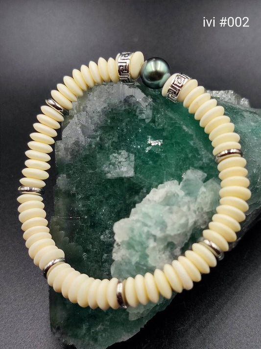Bracelet homme "ivi" Perle de Tahiti 18cm #002