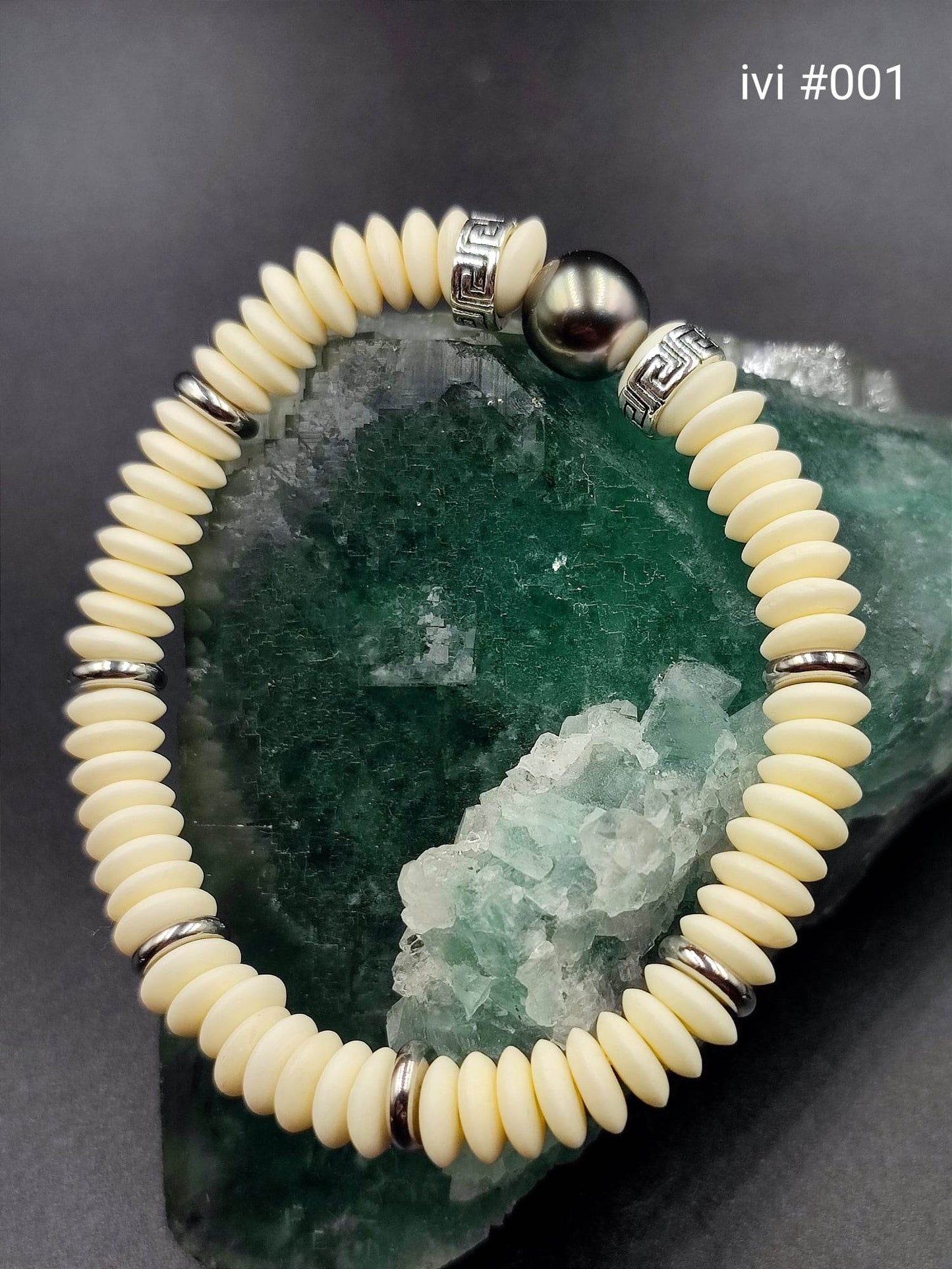 Bracelet homme "ivi" Perle de Tahiti 17cm #001