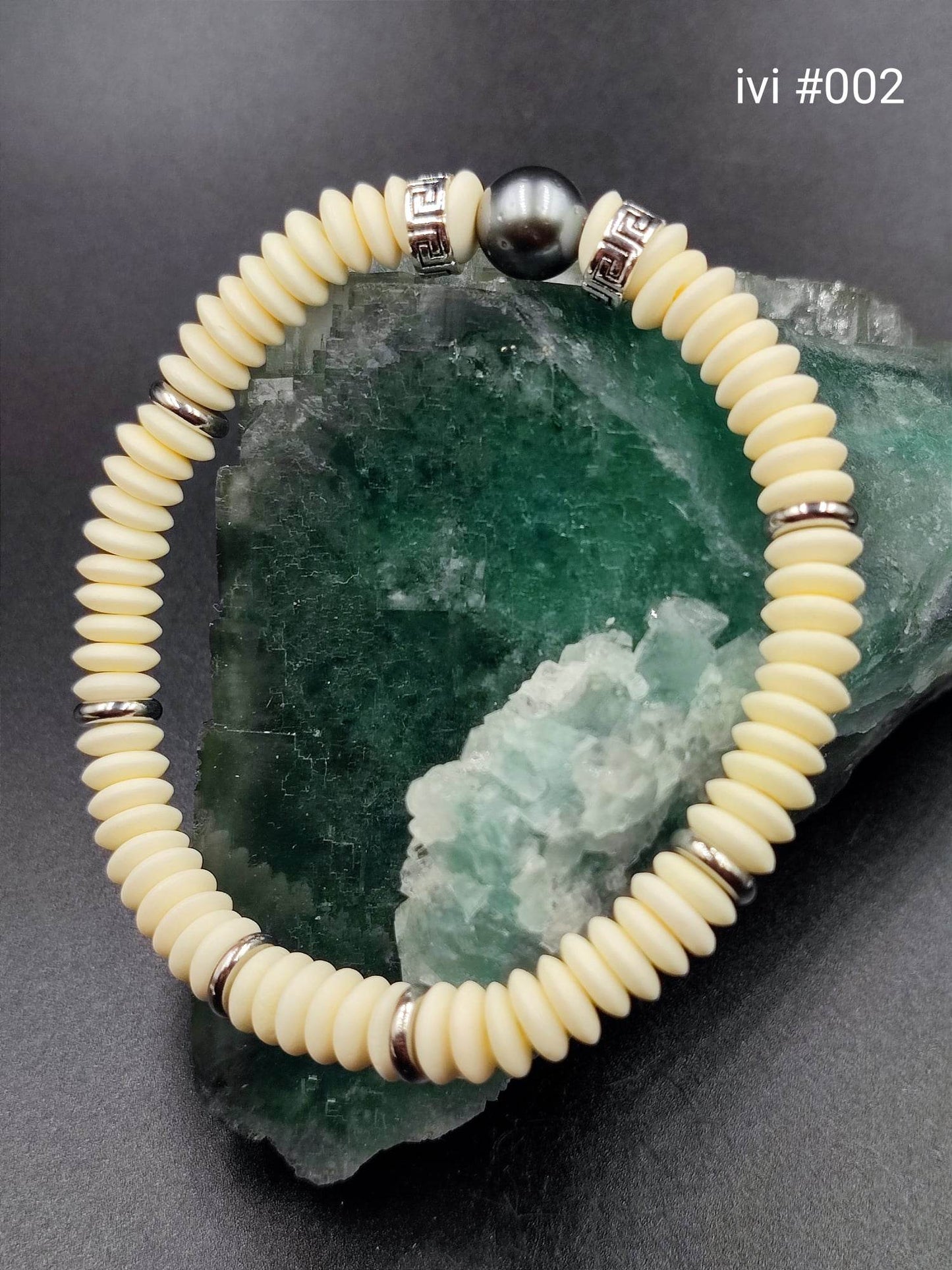 Bracelet homme "ivi" Perle de Tahiti 19cm #002